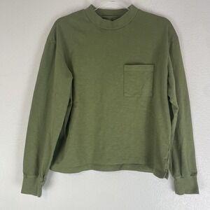 Madewell Garment Dyed Pocket Tee Medium Green Casual Boxy Relaxed Slub Cotton M